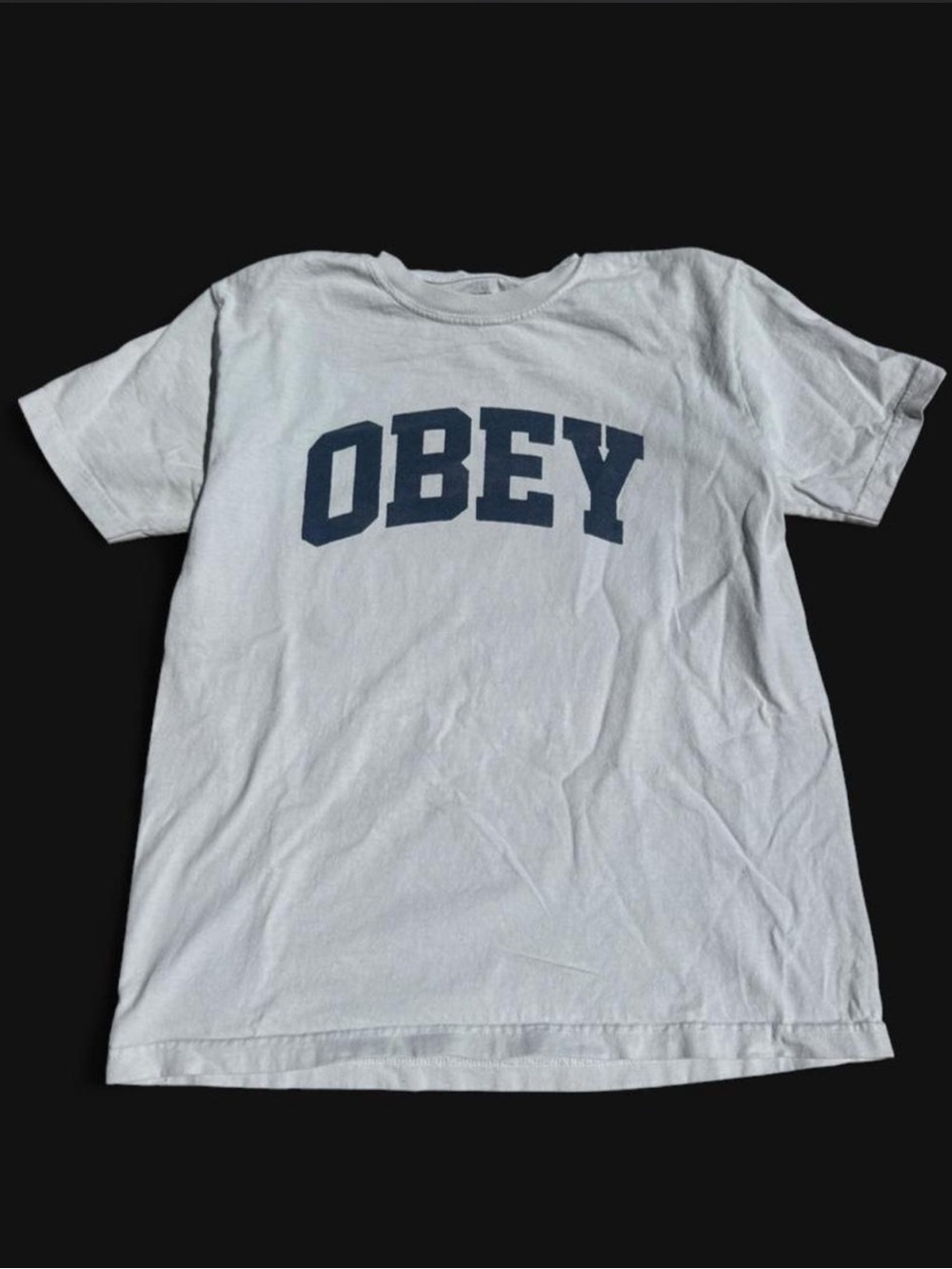 Obey White Short Sleeve Tee with Navy Logo
